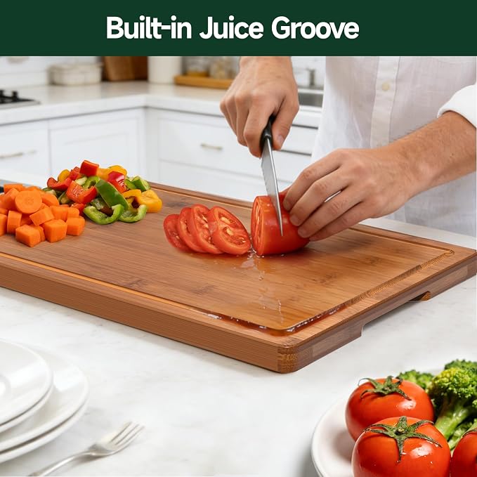 3-Piece Set Deep-Carbonized Bamboo Cutting Board for Kitchen, Carbonized