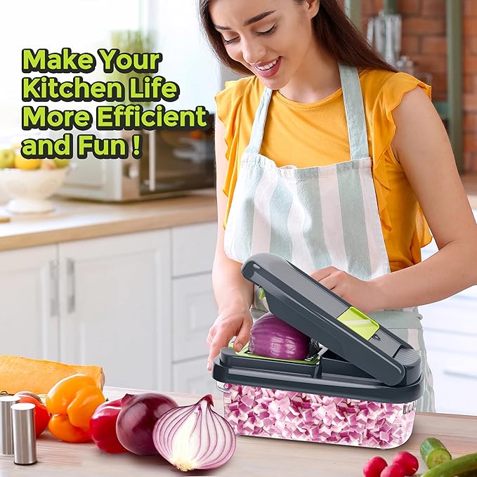 Yusshn Vegetable Chopper, 12-in-1 Food Veggie Chopper Cutter with Container